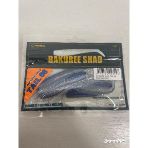 !! LEURRE MADNESS BAKUREE SHAD TAIL 86 col BLUE SHINNER