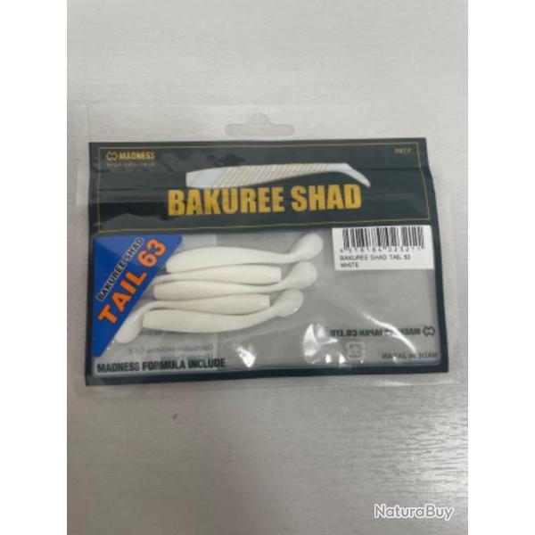 !! LEURRE MADNESS BAKUREE SHAD TAIL 63 col WHITE