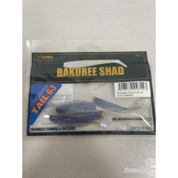 !! LEURRE MADNESS BAKUREE SHAD TAIL 63 col BLUE SHINNER