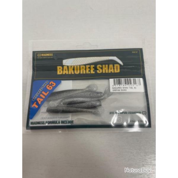 !! LEURRE MADNESS BAKUREE SHAD TAIL 63 col GRIPAN SHAD