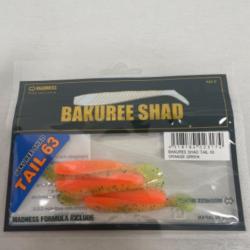 !! LEURRE MADNESS BAKUREE SHAD TAIL 63 col ORANGE GREEN