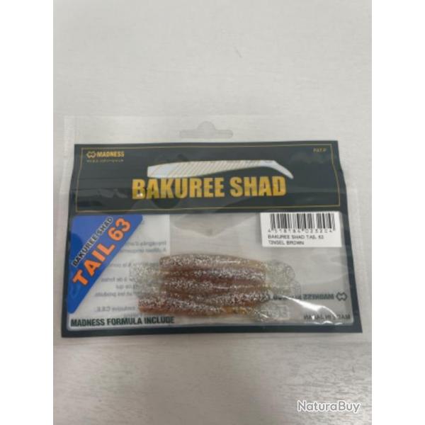 !! LEURRE MADNESS BAKUREE SHAD TAIL 63 col TINSEL BROWN