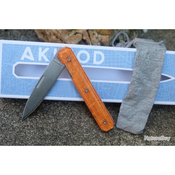 Couteau Akinod 18h07 Paring Orange Manche Polymer Lame Acier 3Cr13 Linerlock AKI03M00016