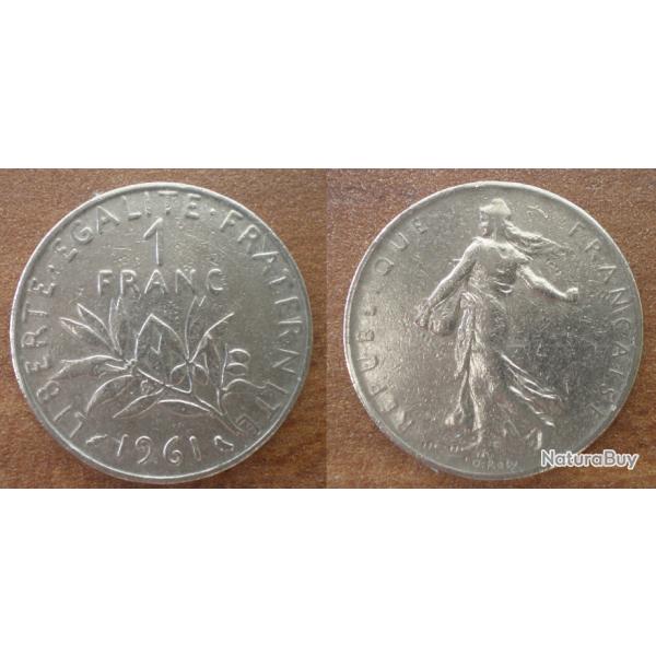 France 1 Franc 1961  Piece Semeuse Francs Nickel