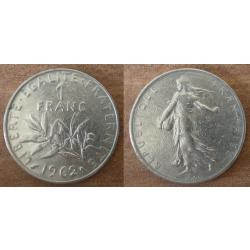 France 1 Franc 1962  Piece Semeuse Francs Nickel