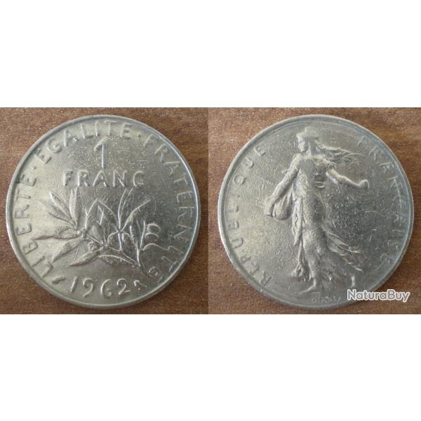 France 1 Franc 1962  Piece Semeuse Francs Nickel