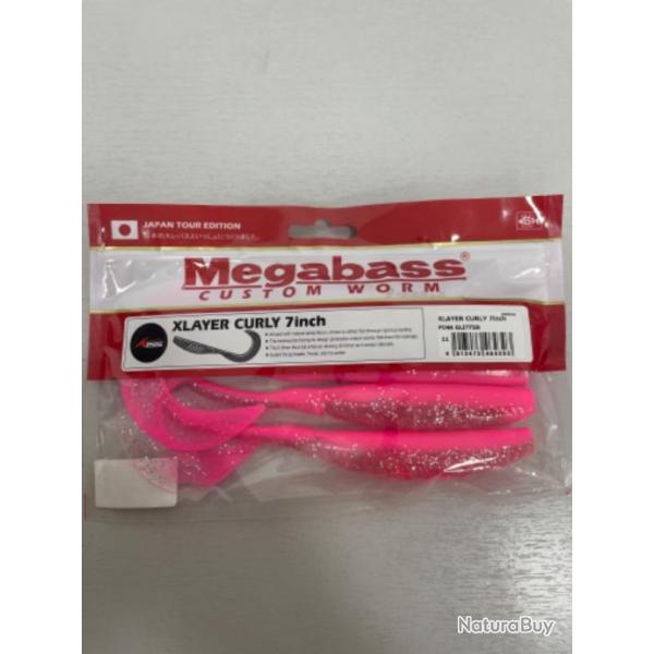 !! LEURRE MEGABASS XLAYER CURLY 7inch col PINK GLITTER