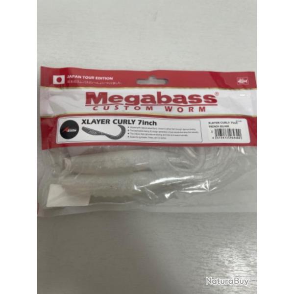 !! LEURRE MEGABASS XLAYER CURLY 7inch col FRENCH SILVER