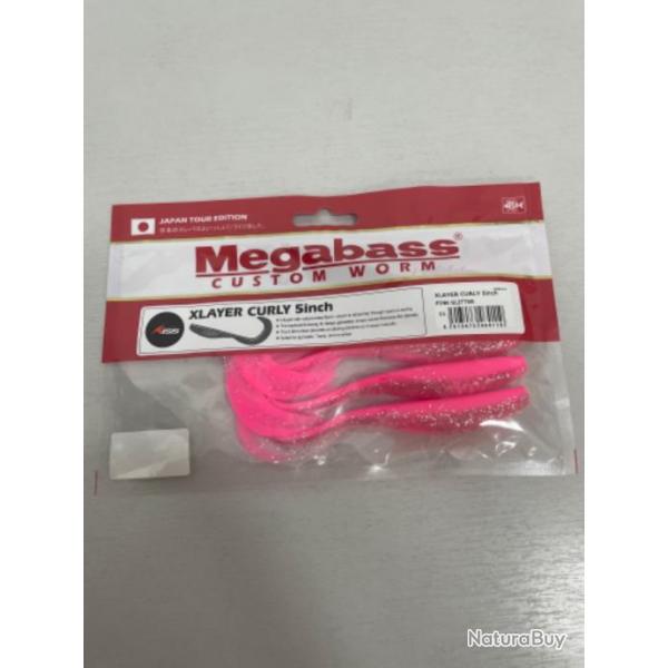 !! LEURRE MEGABASS XLAYER CURLY 5inch col PINK GLITTER