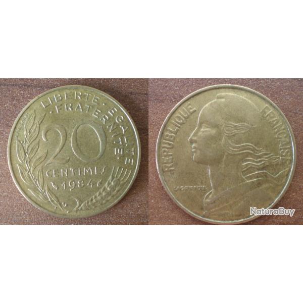 France 20 Centimes 1984 Lagriffoul Piece Franc Centime Francs