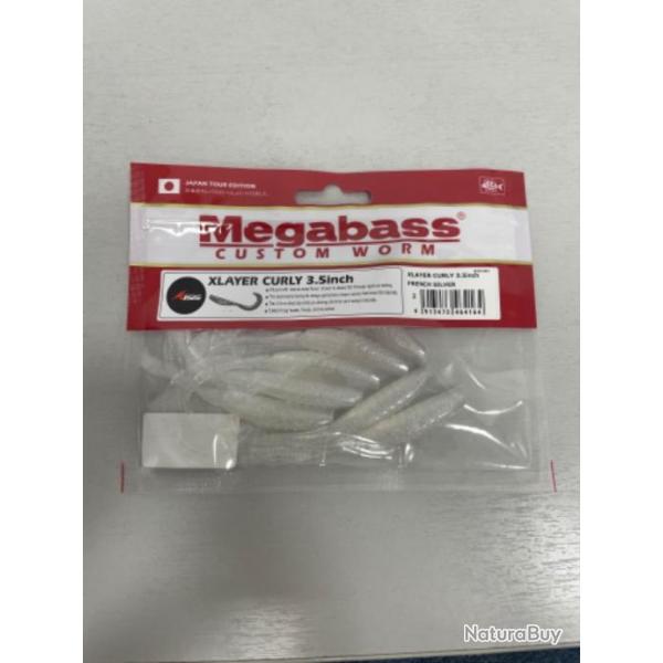 !! LEURRE MEGABASS XLAYER CURLY 3.5inch col FRENCH SILVER