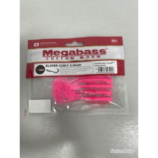 !! LEURRE MEGABASS XLAYER CURLY 3.5inch col PINK GLITTER