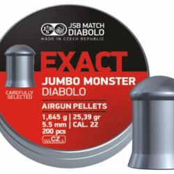 Boîte de 200 plombs JSB Diabolo Jumbo Exact Monster - Cal. 5.52 Defau