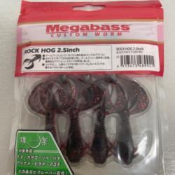 !! LEURRE MEGABASS ROCK HOG 2.5inch col BLACK BACK CLEAR RED