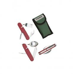 COUVERT CAMPING HERBERTZ 6P ROUGE 11CM INOX + ETUI