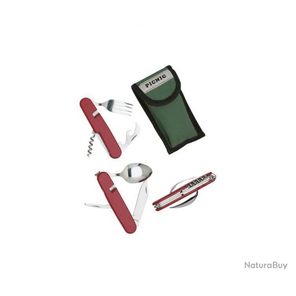 COUVERT CAMPING HERBERTZ 6P ROUGE 11CM INOX + ETUI