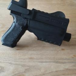 Glock 17 Gen 5 T4E balles caoutchouc .43 + red dot + lampe + holster