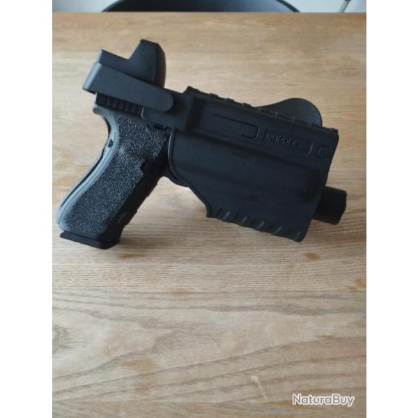 Glock 17 Gen 5 T4E balles caoutchouc .43 + red dot + lampe + holster