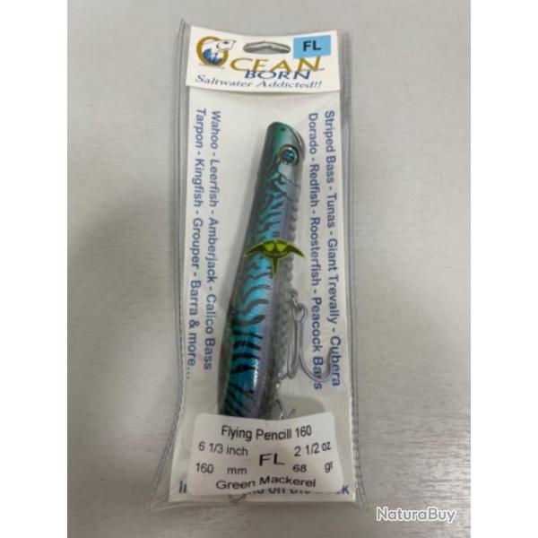 !! LEURRE OCAN BORN FLYING POPPER 160FL COL GMK GREEN MACKEREL