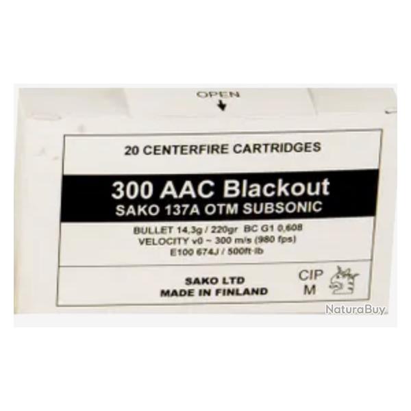 20 munitions Sako cal.300 AAC Blackout 220 gr OTM