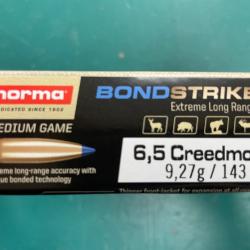 NORMA CAL 6.5 CREEDMOOR BONDSTRIKE 9.2G  BTE DE 20 BALLES( VENDU PAR 2 BOITES)FRAIS DE PORT OFFERT