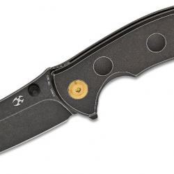 Couteau Kansept Rei Black Manche Titane Lame Acier CPM-20CV Drop Point IKBS Framelock Clip K1061A1