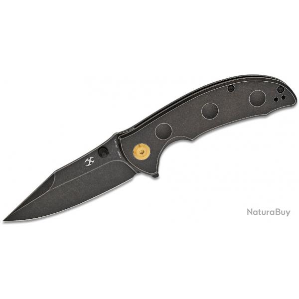 Couteau Kansept Rei Black Manche Titane Lame Acier CPM-20CV Drop Point IKBS Framelock Clip K1061A1