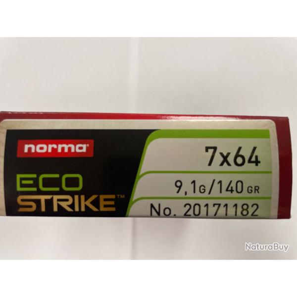 NORMA CAL 7X64 ECO STRICK 9.1G/140GR  BTE DE 20 BALLES( VENDU PAR 2 BOITES)FRAIS DE PORT OFFERT