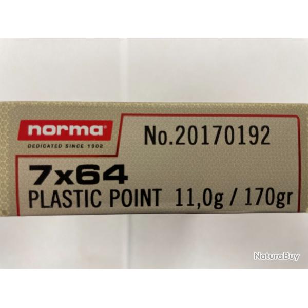 NORMA CAL 7X64 PPDC 11G/ 170GR  BTE DE 20 BALLES( VENDU PAR 2 BOITES) FRAIS DE PORT OFFERT