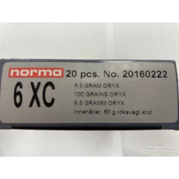 NORMA CAL 6 XC 6.5G ORIX BOITES DE 20 BALLES (VENDU PAR 2 BOITES)FRAIS DE PORT OFFERT.