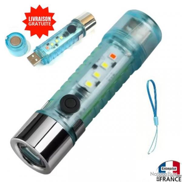 mini-torche rechargeable USB LED portable en plastique XPE+SND Lampe de poche