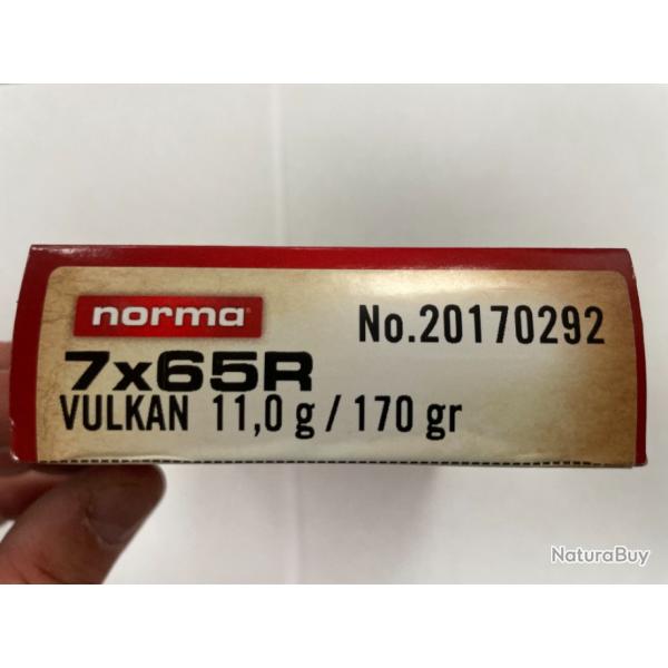 NORMA CAL 7X65R VULCAN 11G BOITES DE 20 BALLES (VENDU PAR 2 BOITES)FRAIS DE PORT OFFERT.