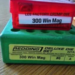 Jeu de 3 outils Redding 300 winchester magnum + sertisseur conique LEE