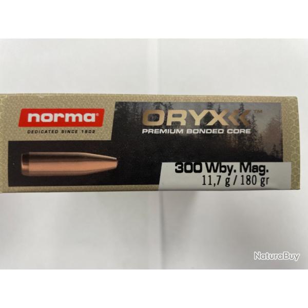 NORMA CAL 300 WBY ORYX 11.7G BOITES DE 20 BALLES (VENDU PAR 2 BOITES)FRAIS DE PORT OFFERT.