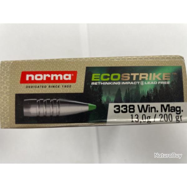 NORMA CAL 338 WIN ECOSTRIKE 13G BOITES DE 20 BALLES (VENDU PAR 2 BOITES)FRAIS DE PORT OFFERT.