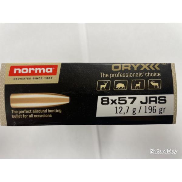 NORMA CAL 8X57JRS ORYX 12.7G BOITES DE 20 BALLES (VENDU PAR 2 BOITES)FRAIS DE PORT OFFERT.