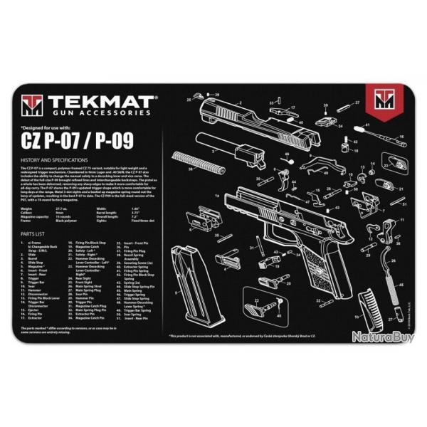 Lot de 7 tapis de dmontage Tekmat pour pistolets CZ P-07/P-09