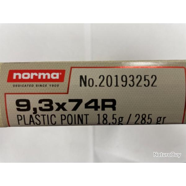 NORMA CAL 9.3X74R PPDC 18.5G BOITES DE 20 BALLES (VENDU PAR 2 BOITES)FRAIS DE PORT OFFERT.