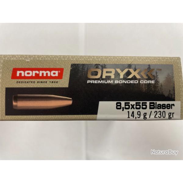 NORMA CAL 8.5X55 ORYX 14.9G BOITES DE 20 BALLES (VENDU PAR 2 BOITES)FRAIS DE PORT OFFERT.