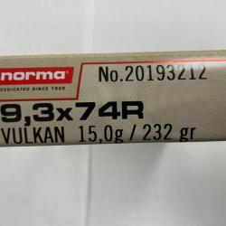 NORMA CAL 9.3X74R VULCAN 15G BOITES DE 20 BALLES (VENDU PAR 2 BOITES)FRAIS DE PORT OFFERT.