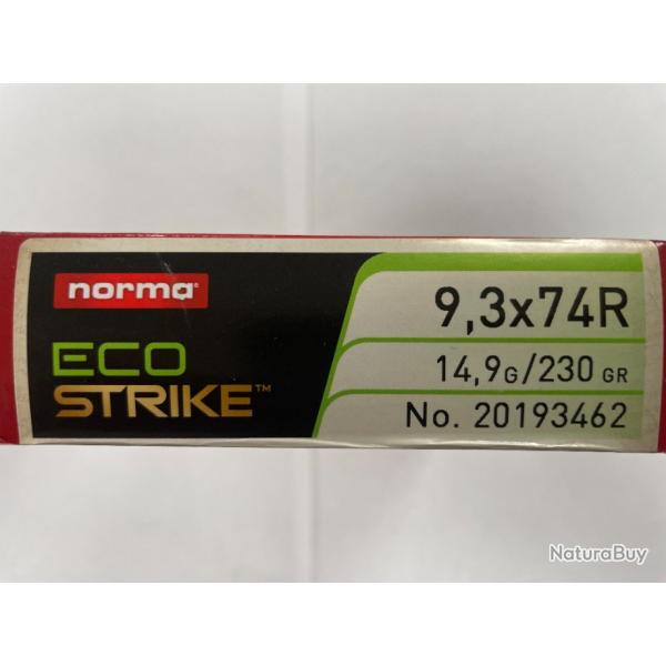 NORMA CAL 9.3X74R ECOSTRICK 14.9G BOITES DE 20 BALLES (VENDU PAR 2 BOITES)FRAIS DE PORT OFFERT.