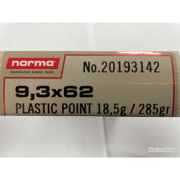 NORMA CAL9.3X62 Plastic Point 18.5G BOITES DE 20 BALLES (VENDU PAR 2 BOITES)FRAIS DE PORT OFFERT.