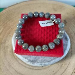 Bracelet perles 10 mm pierres naturelles Labradorite  avec écrin Réf : N83