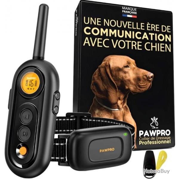 Collier de Dressage Chien Porte 1000m 3 Modes BIP Vibration Choc tanche IPX7 avec Clicker Dragonne