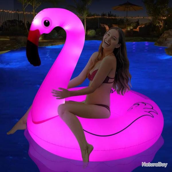 Boue Gonflable Flamant Rose Lumire Solaire Boue Piscine Anneau Flotteur Gonflable Dimensions 106x