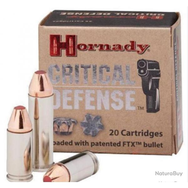 20 Munitions HORNADY Critical Defense Cal.45 ACP FTX - 185 gr