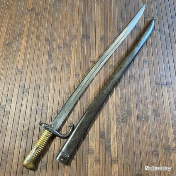 BAONNETTE SABRE CHASSEPOT 1866 MONOMATRICULE MANUFACTURE IMPRIALE DE St ETIENNE MAI 1870