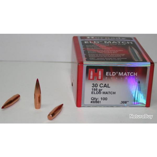 OGIVE HORNADY ELD MATCH 30951 CAL 30 195GR X100