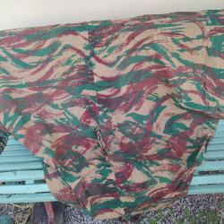 PONCHO 1/2 TOILE DE TENTE CAMOUFLEE/ BEIGE PERIODE INDO ALGERIE, FRANCE , MARQUAGE EFFACÉ