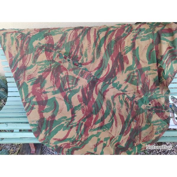 TAMPONNE PARANA PONCHO 1/2 TOILE DE TENTE CAMOUFLEE/ BEIGE PERIODE INDO ALGERIE, FRANCE